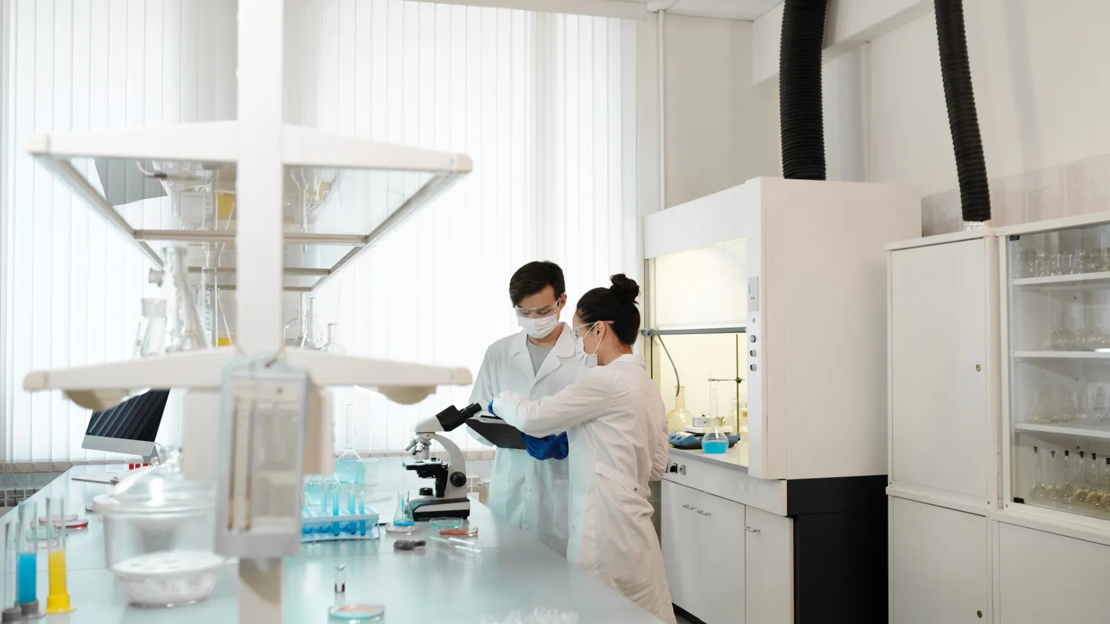 Quality control laboratory at May & Baker pharmaceutical manufacturing facility